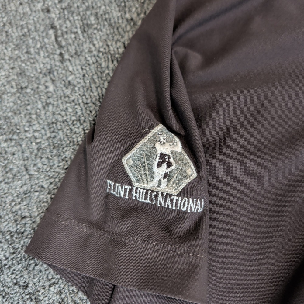 Nike Golf Dri-FIT Polo Shirt Men XL Brown Diamond Grid Flint Hills National Poly - Picture 3 of 10